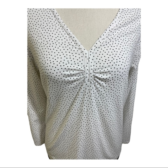 Pendleton womens top polk dots long sleeve white black Rayon size Small.… - Picture 2 of 10